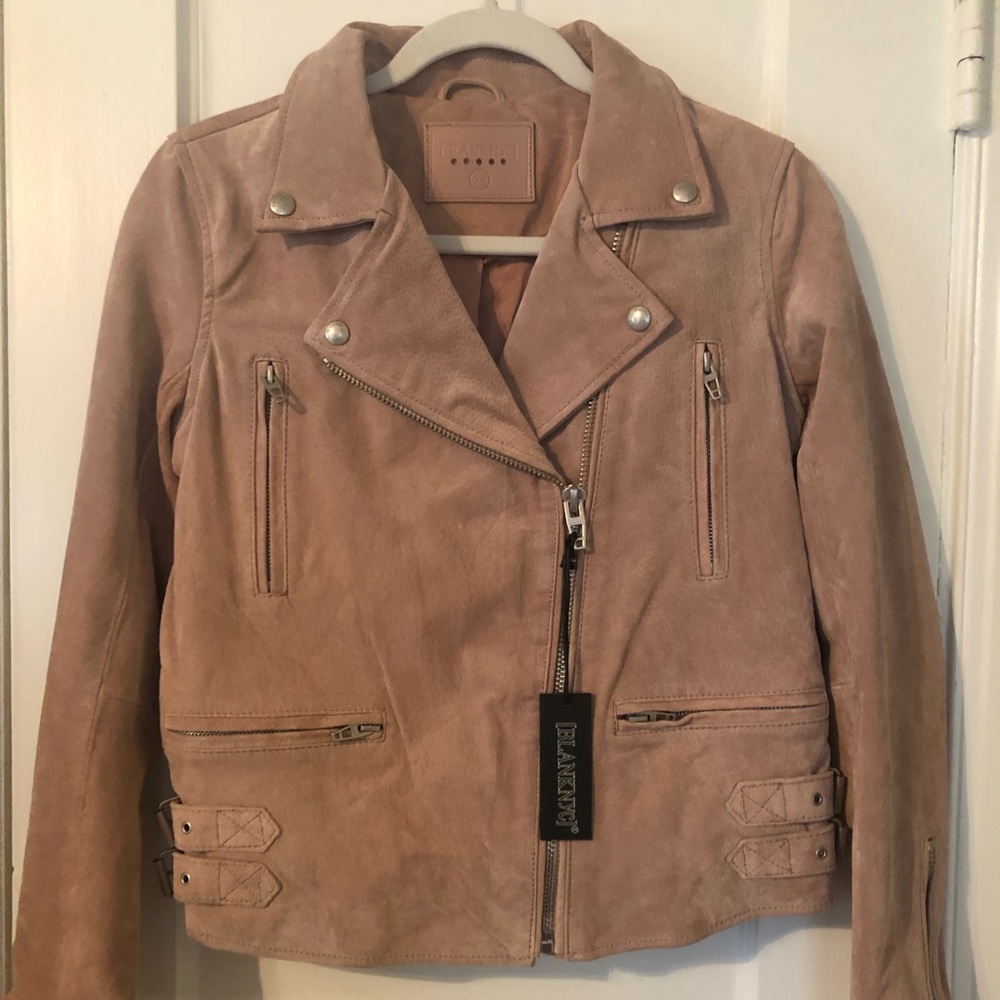 Blank NYC Anthropologie Pink Nude Suede Jacket